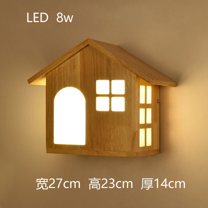 Wall Lamp Bedside Modern Simple Creative Living Room Aisle Corridor Home Wooden Art Children's Bedroom Japanese Decorative Wall Lamp