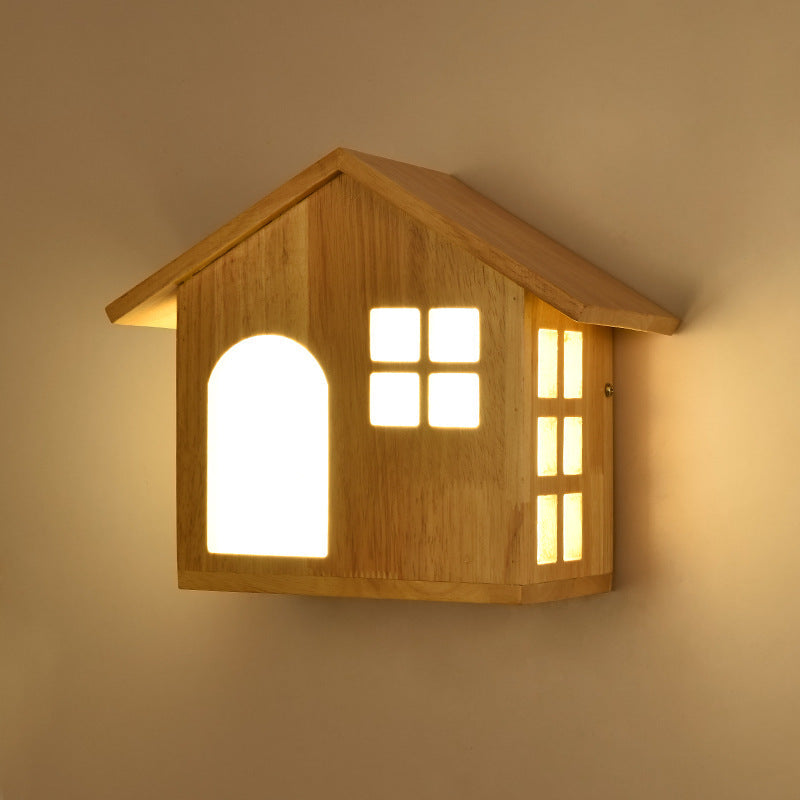 Wall Lamp Bedside Modern Simple Creative Living Room Aisle Corridor Home Wooden Art Children's Bedroom Japanese Decorative Wall Lamp