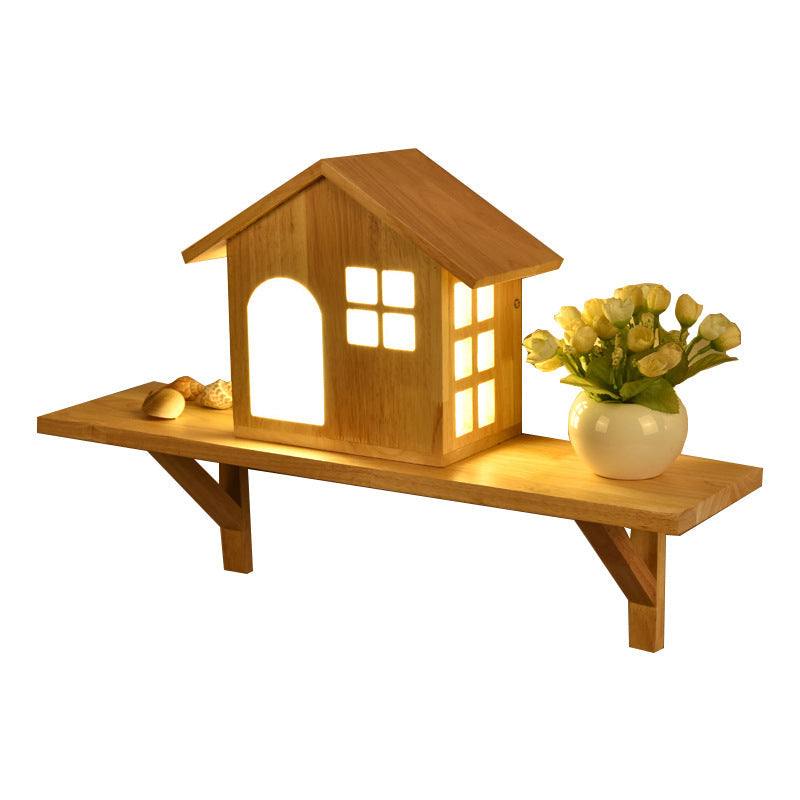 Wall Lamp Bedside Modern Simple Creative Living Room Aisle Corridor Home Wooden Art Children's Bedroom Japanese Decorative Wall Lamp