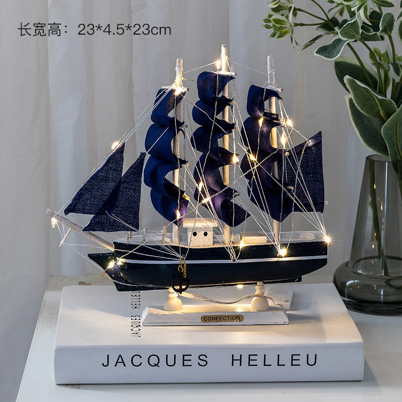 Wooden sailing model Office living room crafts Mediterranean style decorative creative ornaments