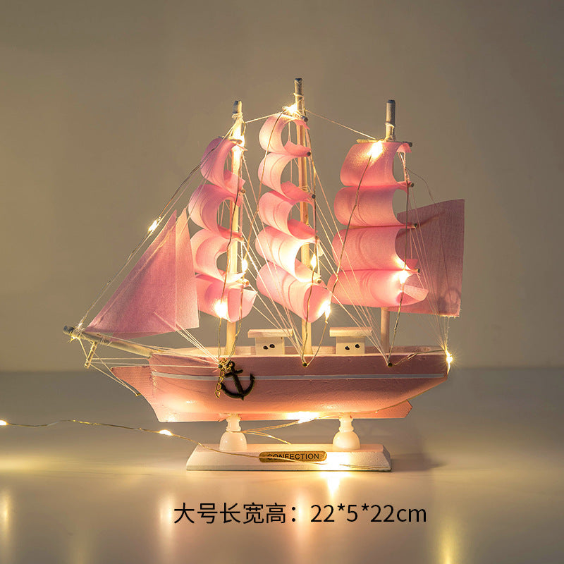 Wooden sailing model Office living room crafts Mediterranean style decorative creative ornaments