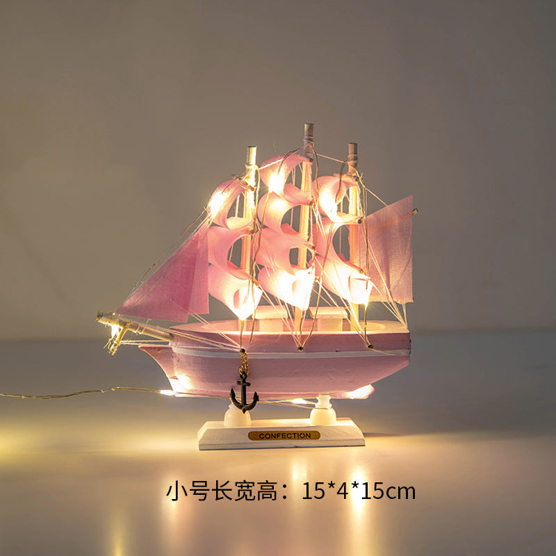 Wooden sailing model Office living room crafts Mediterranean style decorative creative ornaments
