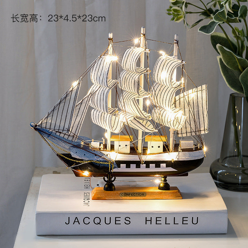 Wooden sailing model Office living room crafts Mediterranean style decorative creative ornaments