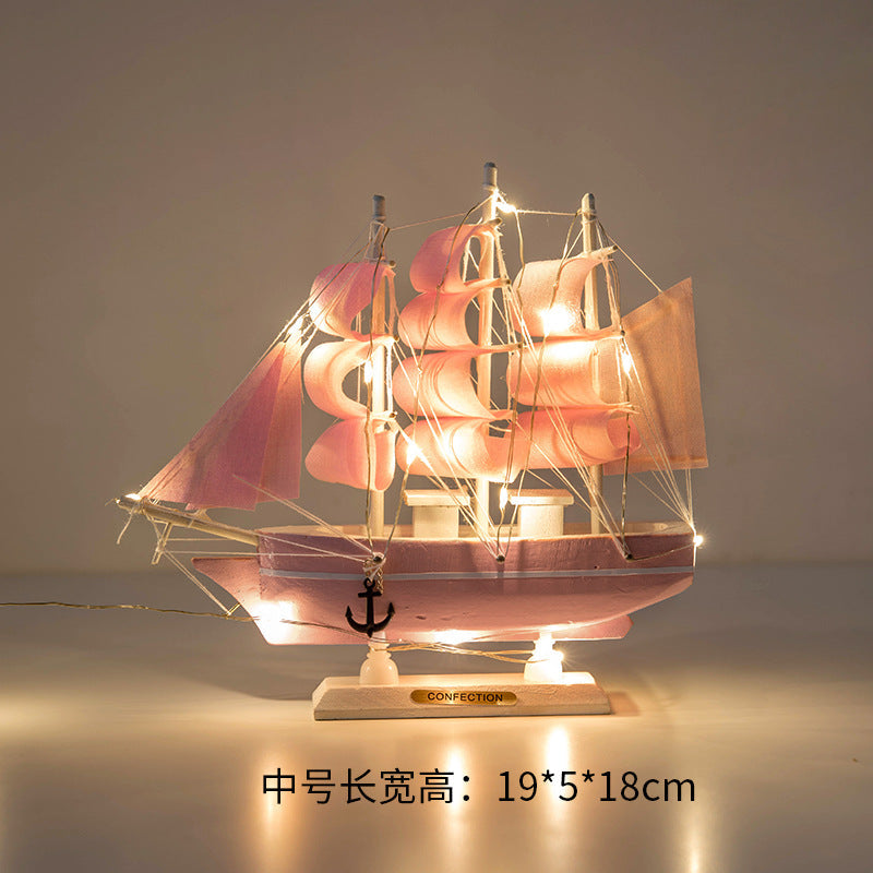 Wooden sailing model Office living room crafts Mediterranean style decorative creative ornaments