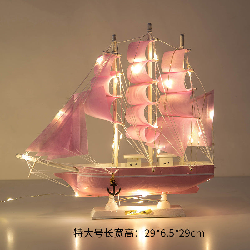 Wooden sailing model Office living room crafts Mediterranean style decorative creative ornaments