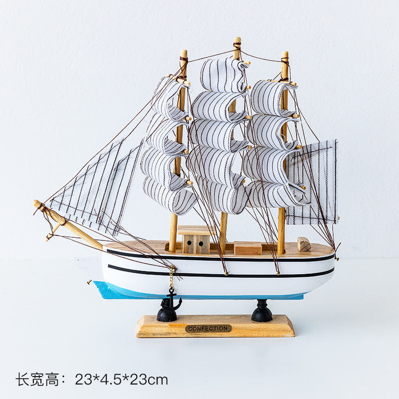 Wooden sailing model Office living room crafts Mediterranean style decorative creative ornaments
