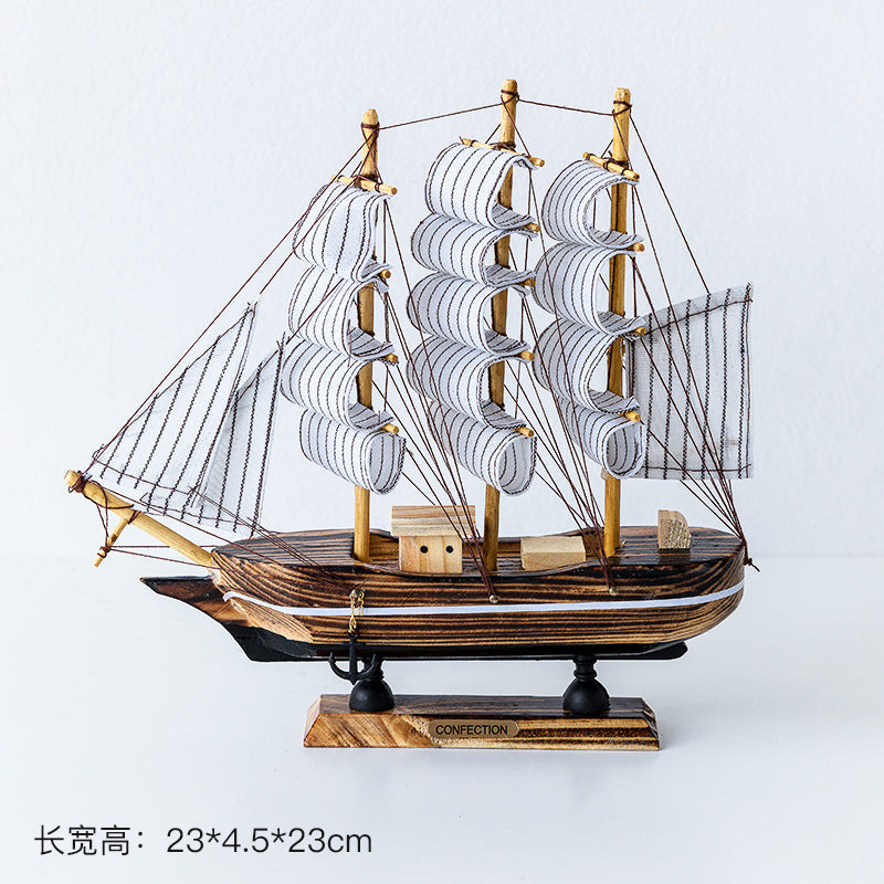 Wooden sailing model Office living room crafts Mediterranean style decorative creative ornaments