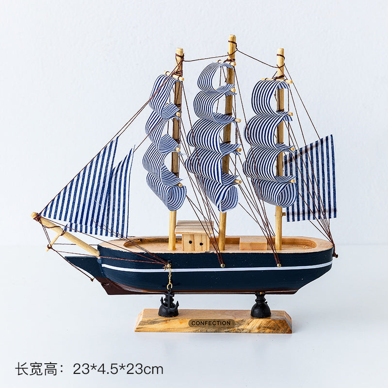 Wooden sailing model Office living room crafts Mediterranean style decorative creative ornaments
