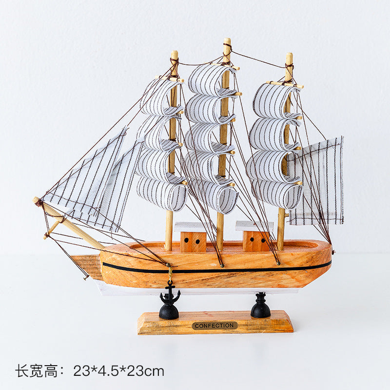 Wooden sailing model Office living room crafts Mediterranean style decorative creative ornaments