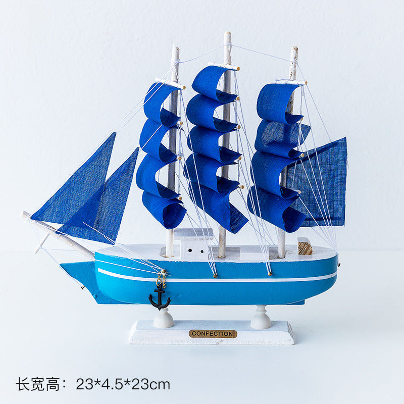 Wooden sailing model Office living room crafts Mediterranean style decorative creative ornaments