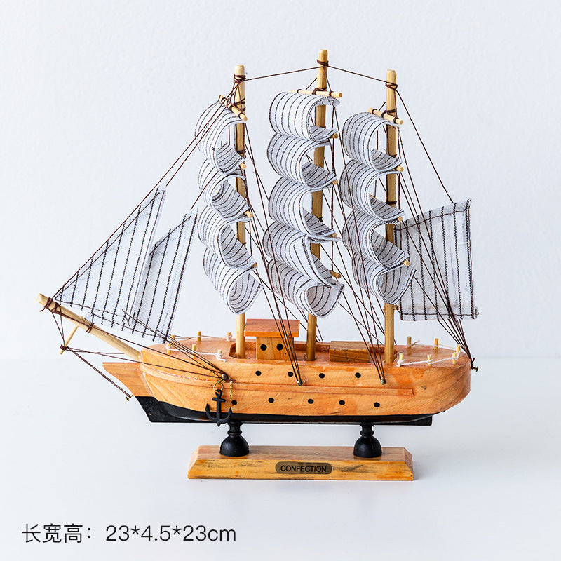 Wooden sailing model Office living room crafts Mediterranean style decorative creative ornaments