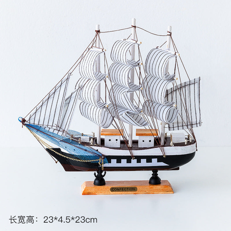 Wooden sailing model Office living room crafts Mediterranean style decorative creative ornaments