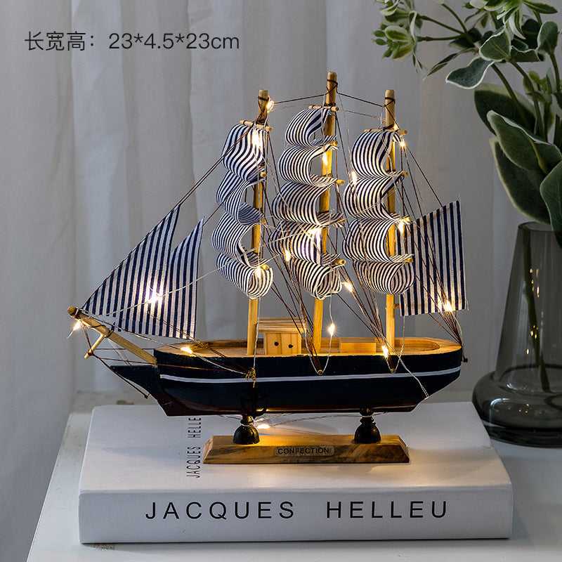 Wooden sailing model Office living room crafts Mediterranean style decorative creative ornaments