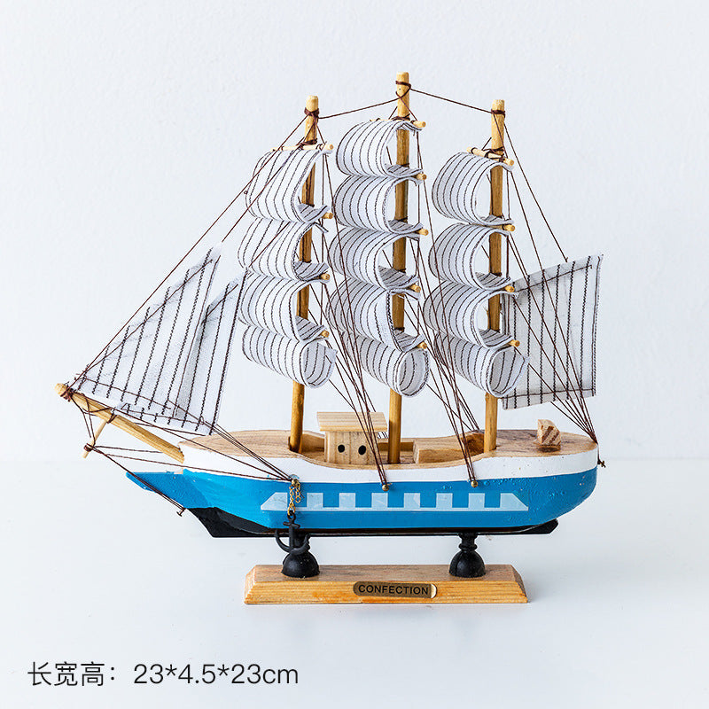Wooden sailing model Office living room crafts Mediterranean style decorative creative ornaments
