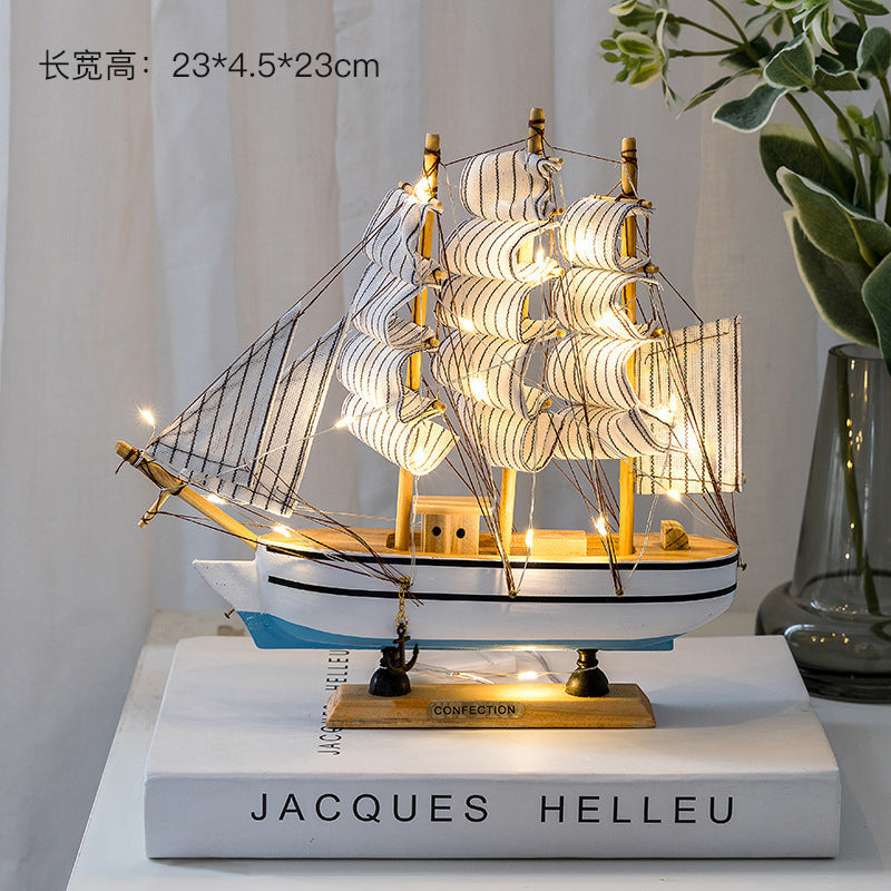 Wooden sailing model Office living room crafts Mediterranean style decorative creative ornaments