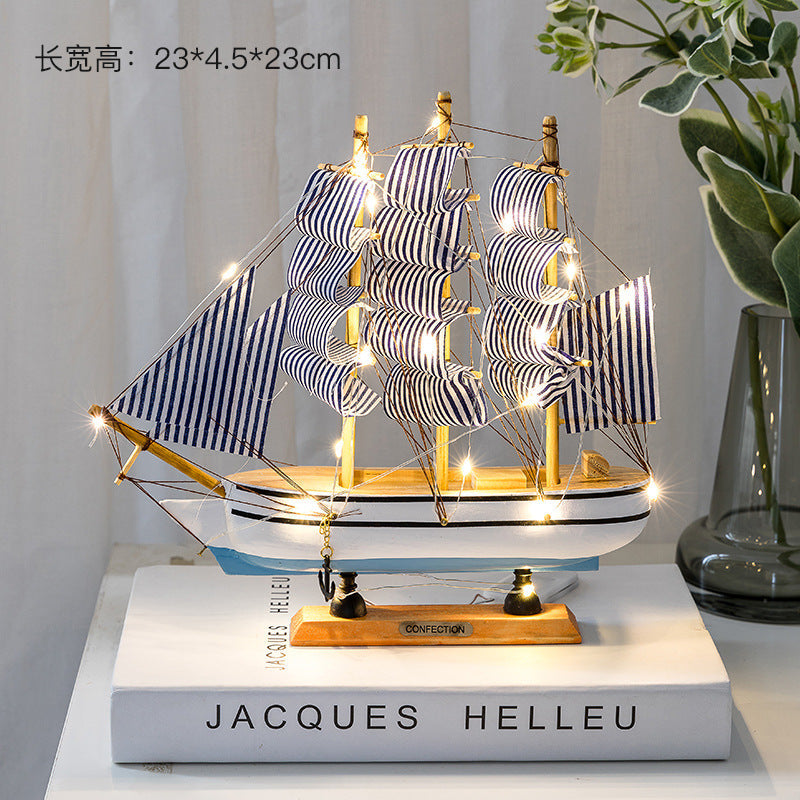 Wooden sailing model Office living room crafts Mediterranean style decorative creative ornaments