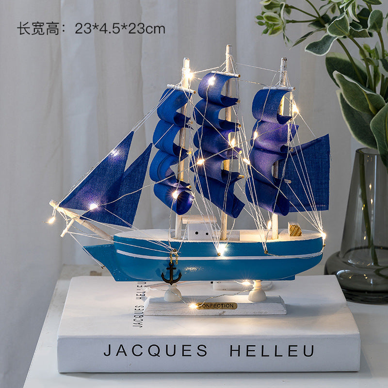 Wooden sailing model Office living room crafts Mediterranean style decorative creative ornaments