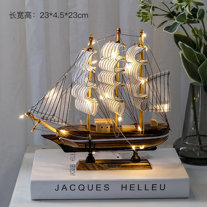 Wooden sailing model Office living room crafts Mediterranean style decorative creative ornaments