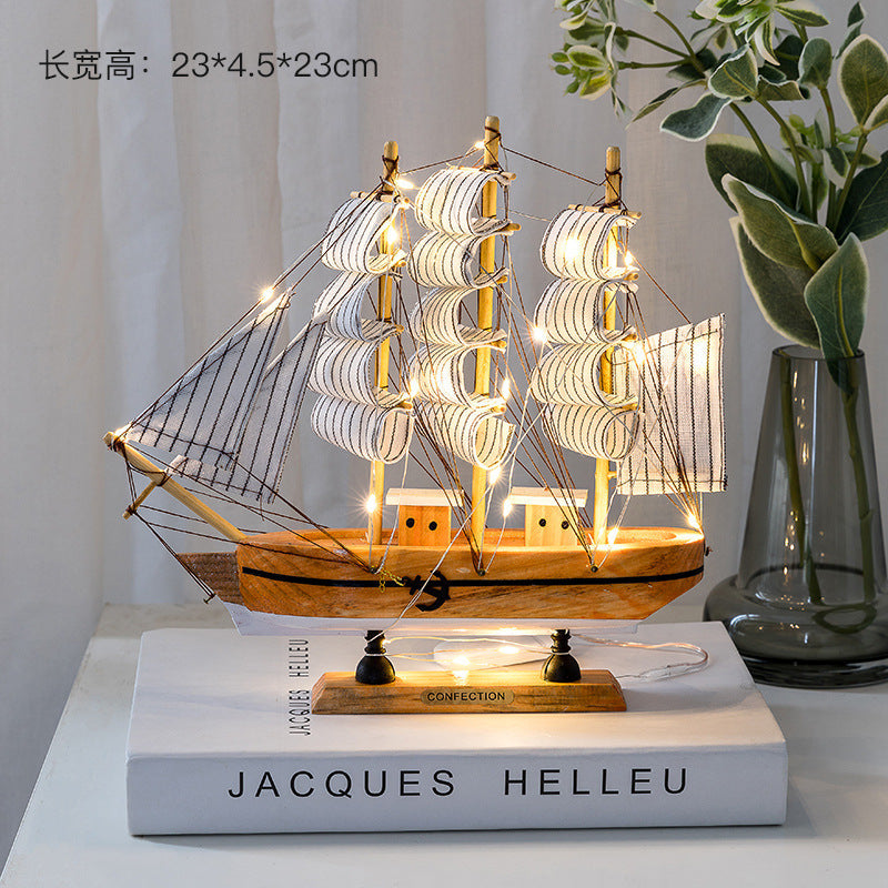 Wooden sailing model Office living room crafts Mediterranean style decorative creative ornaments