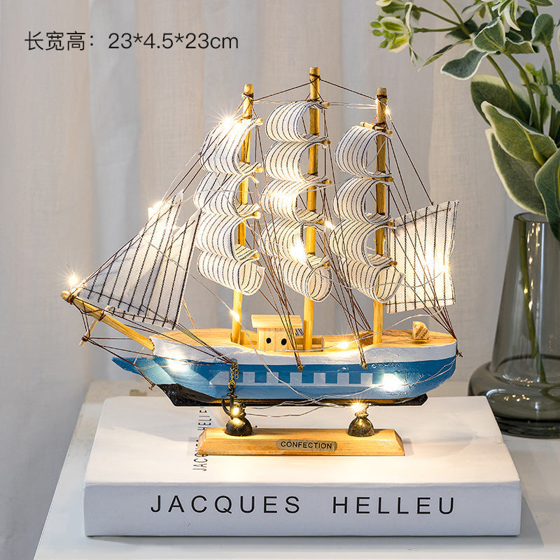 Wooden sailing model Office living room crafts Mediterranean style decorative creative ornaments