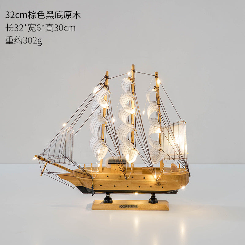 Wooden sailing model Office living room crafts Mediterranean style decorative creative ornaments