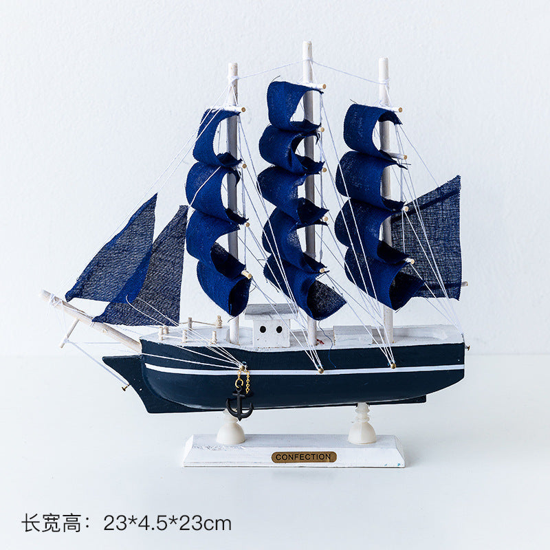 Wooden sailing model Office living room crafts Mediterranean style decorative creative ornaments