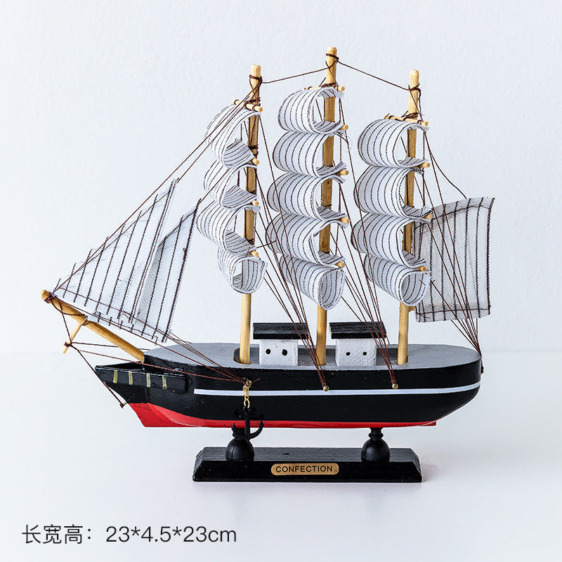 Wooden sailing model Office living room crafts Mediterranean style decorative creative ornaments