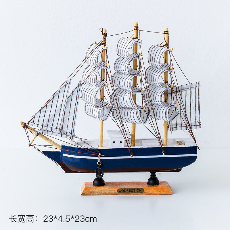 Wooden sailing model Office living room crafts Mediterranean style decorative creative ornaments