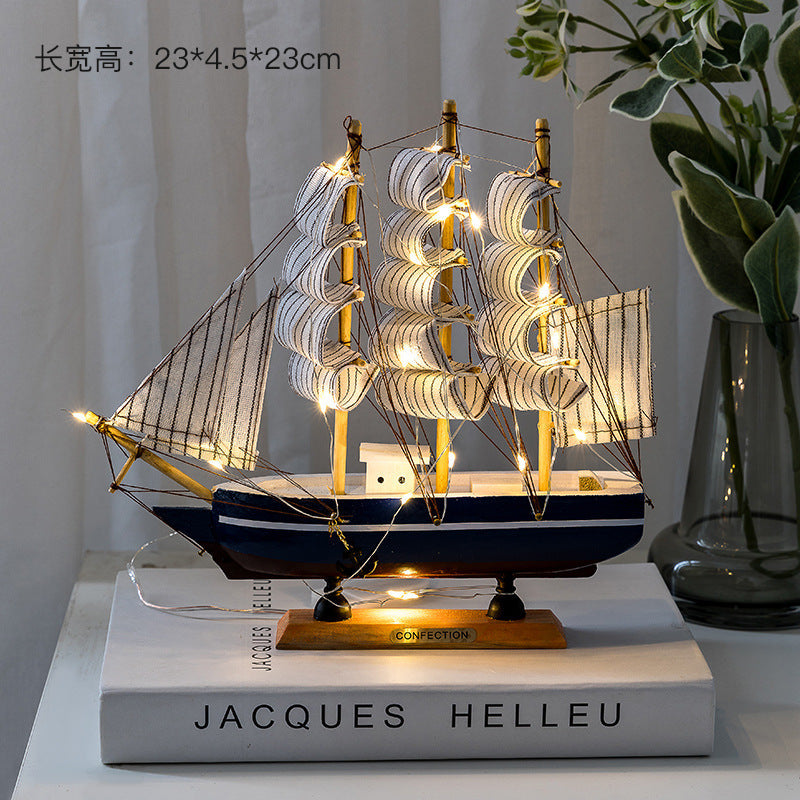 Wooden sailing model Office living room crafts Mediterranean style decorative creative ornaments