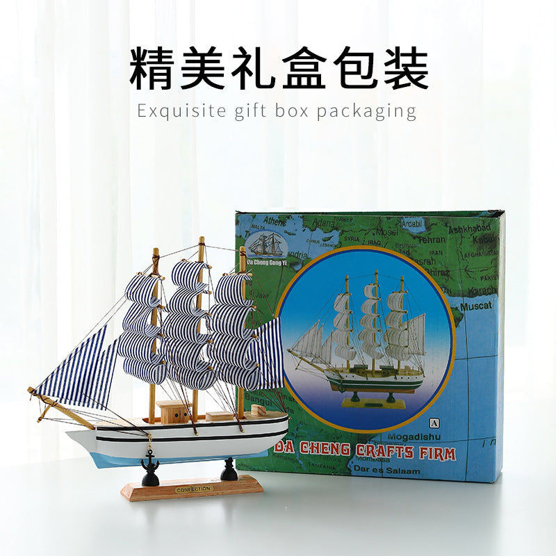 Wooden sailing model Office living room crafts Mediterranean style decorative creative ornaments