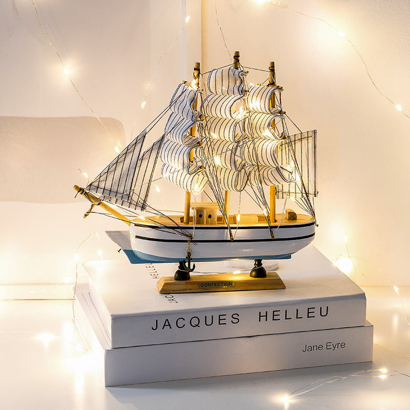 Wooden sailing model Office living room crafts Mediterranean style decorative creative ornaments