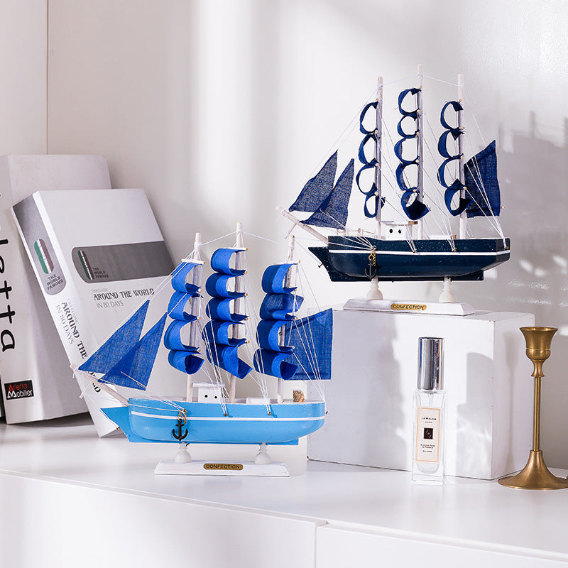 Wooden sailing model Office living room crafts Mediterranean style decorative creative ornaments