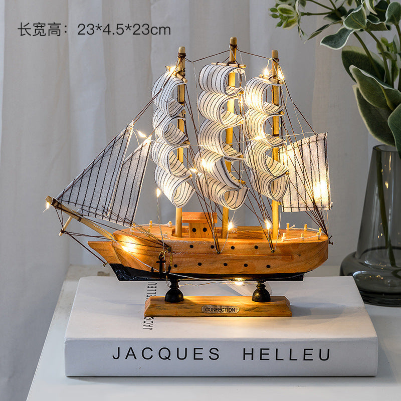 Wooden sailing model Office living room crafts Mediterranean style decorative creative ornaments