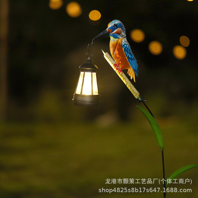 Creative New Solar Bird Lantern Outdoor Landscape Lamp Garden Courtyard Lawn Decoration Iron Crafts