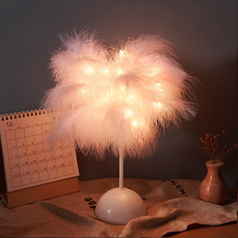 Net red light feather light table night light girl live atmosphere light bedroom room decoration light romantic birthday light