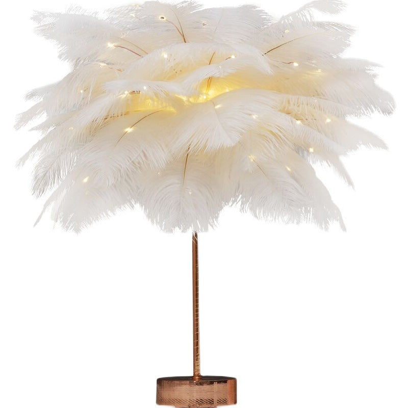Net red light feather light table night light girl live atmosphere light bedroom room decoration light romantic birthday light