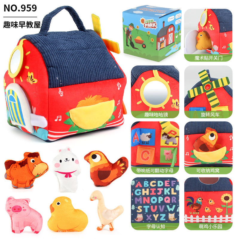Cross-Border Children's Early Education House Alphabet Recognition Storage Box Toddler Sensory Toys Farm Animal Plush Toys Fun