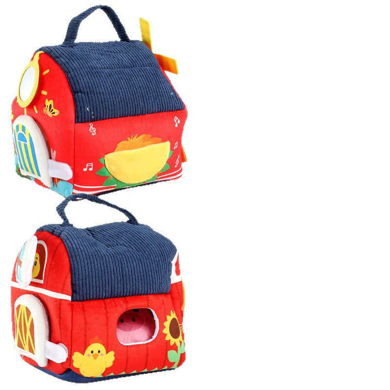 Cross-Border Children's Early Education House Alphabet Recognition Storage Box Toddler Sensory Toys Farm Animal Plush Toys Fun