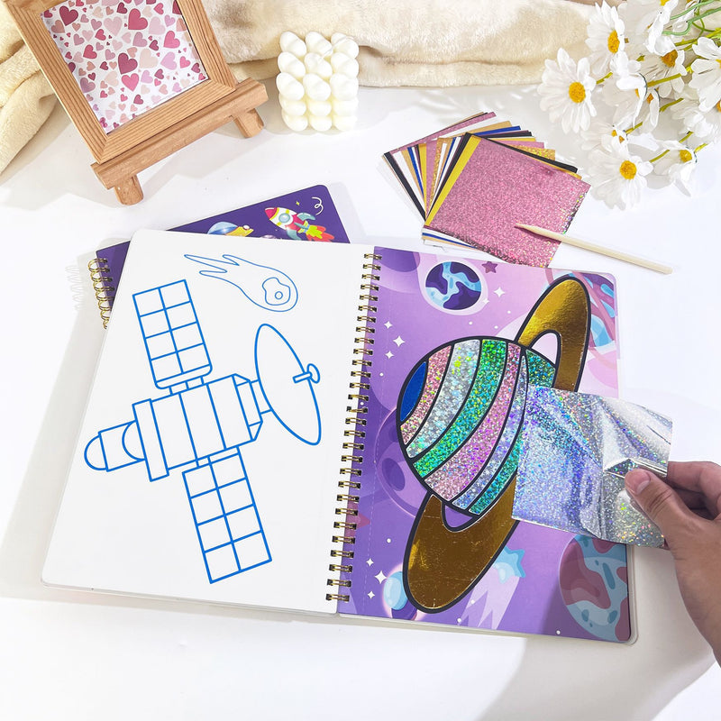 Cross-border Magic Art Painting Astronaut Children's Manual Transfer diy Colorful Shiny Magic Art Sticker