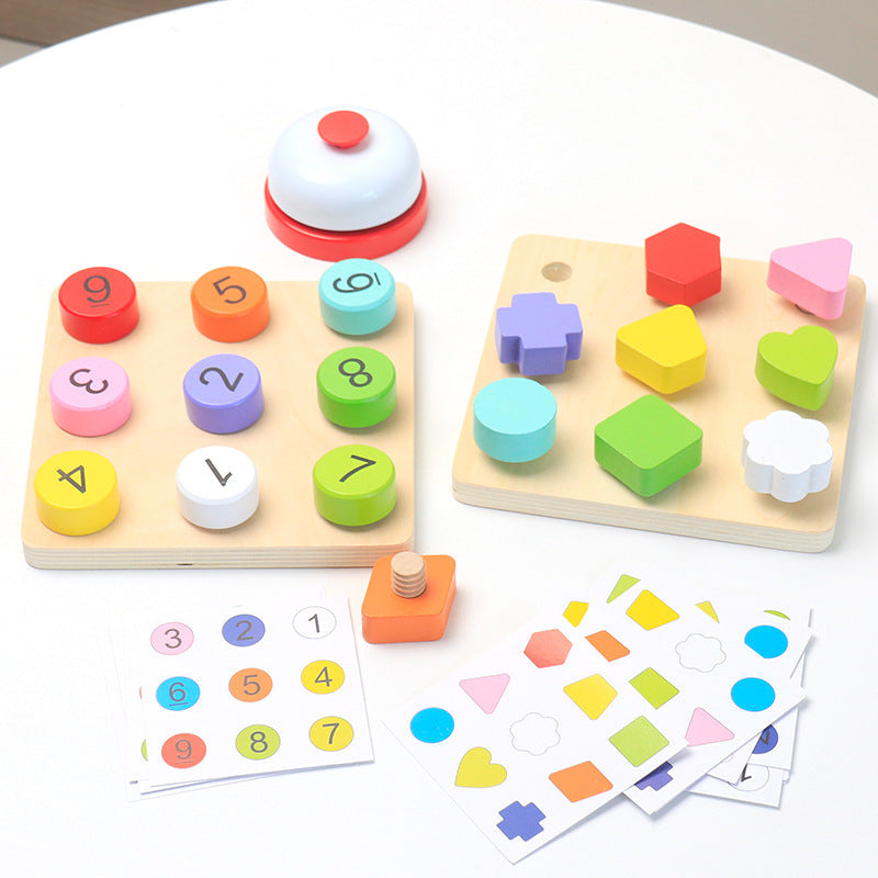 Montessori Geometric Matching Set Column Early Education Educational Toy Baby Boys and Girls 3 to 6 Years Old Educational Assembled Building Blocks