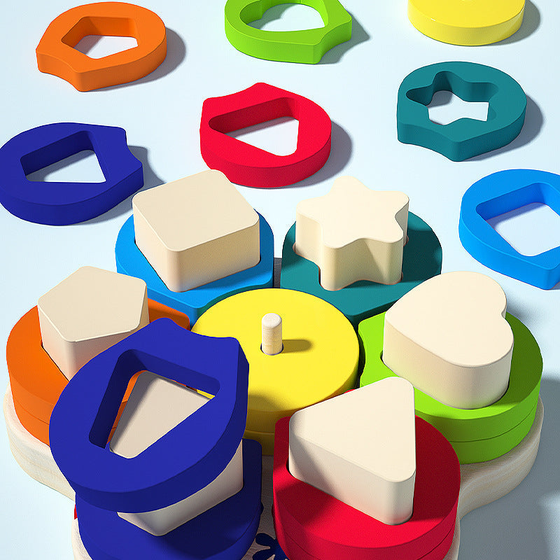 Montessori Geometric Matching Set Column Early Education Educational Toy Baby Boys and Girls 3 to 6 Years Old Educational Assembled Building Blocks