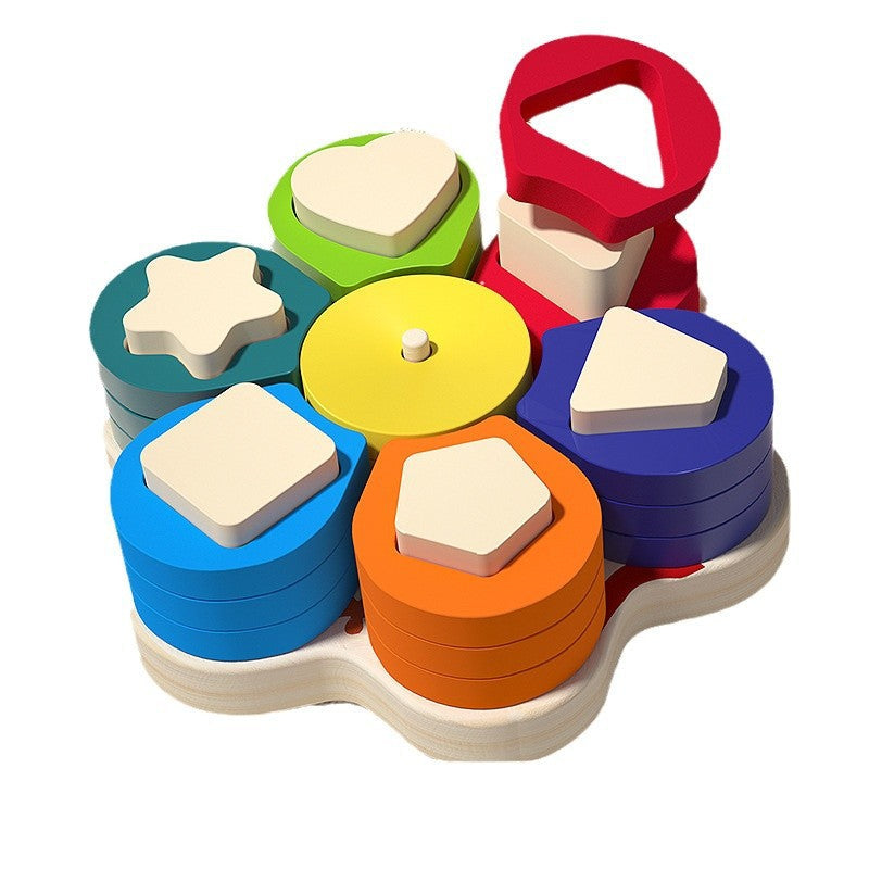 Montessori Geometric Matching Set Column Early Education Educational Toy Baby Boys and Girls 3 to 6 Years Old Educational Assembled Building Blocks