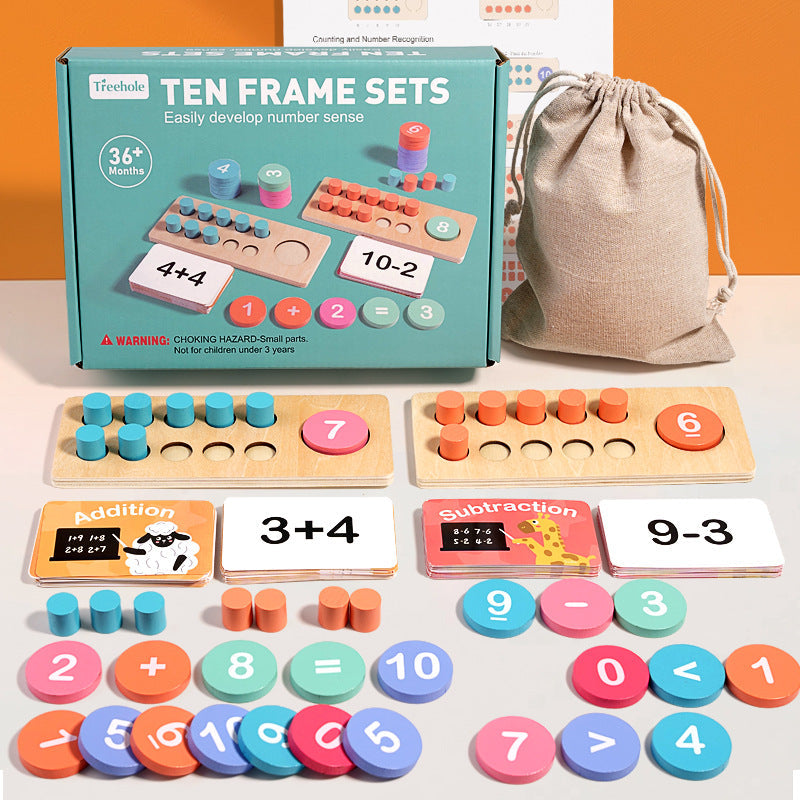 Cross-border kindergarten ten-grid array teaching aids addition and subtraction ten-digit counter children's math educational toys wholesale