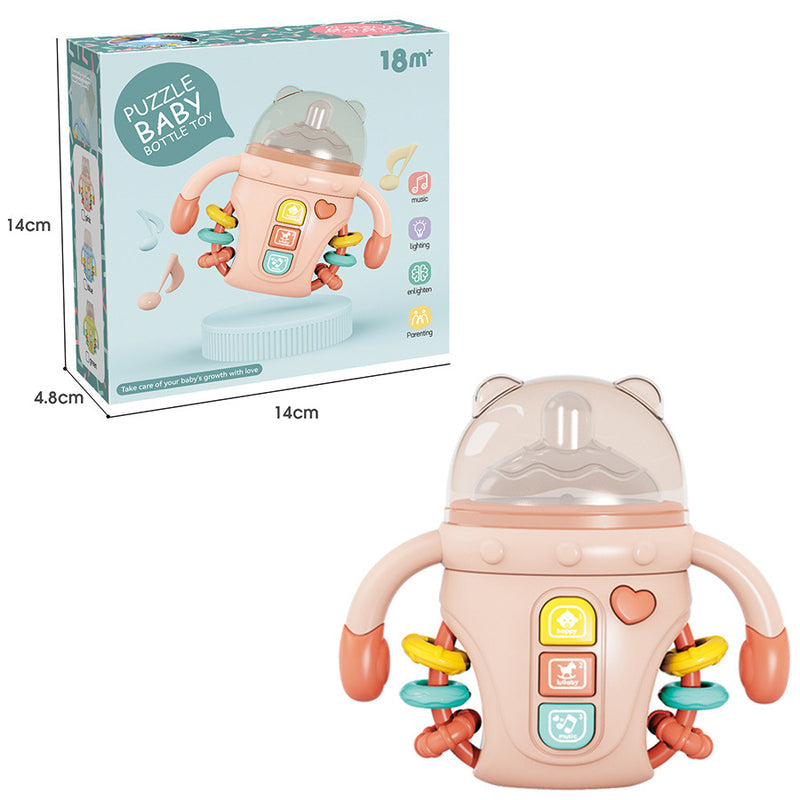Multifunctional Baby Music Light-Up Bottle Toy 0-18m Early Education Educational Toy for Babies, Chewable Rattle, Grasping Training