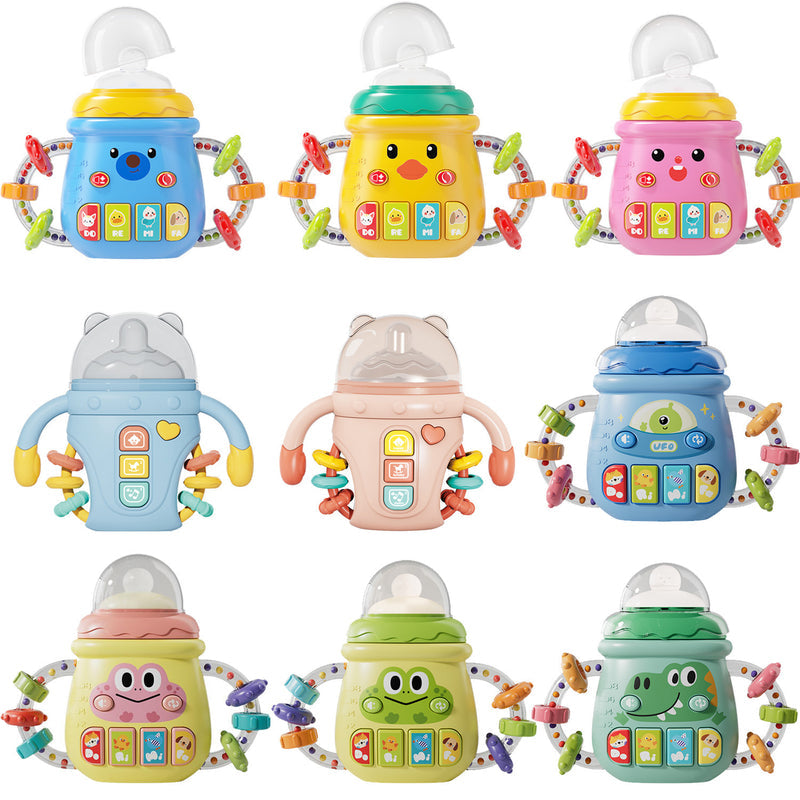 Multifunctional Baby Music Light-Up Bottle Toy 0-18m Early Education Educational Toy for Babies, Chewable Rattle, Grasping Training