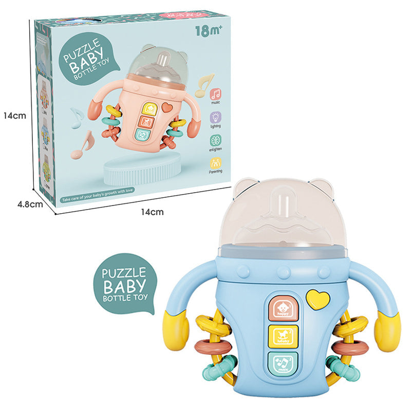 Multifunctional Baby Music Light-Up Bottle Toy 0-18m Early Education Educational Toy for Babies, Chewable Rattle, Grasping Training