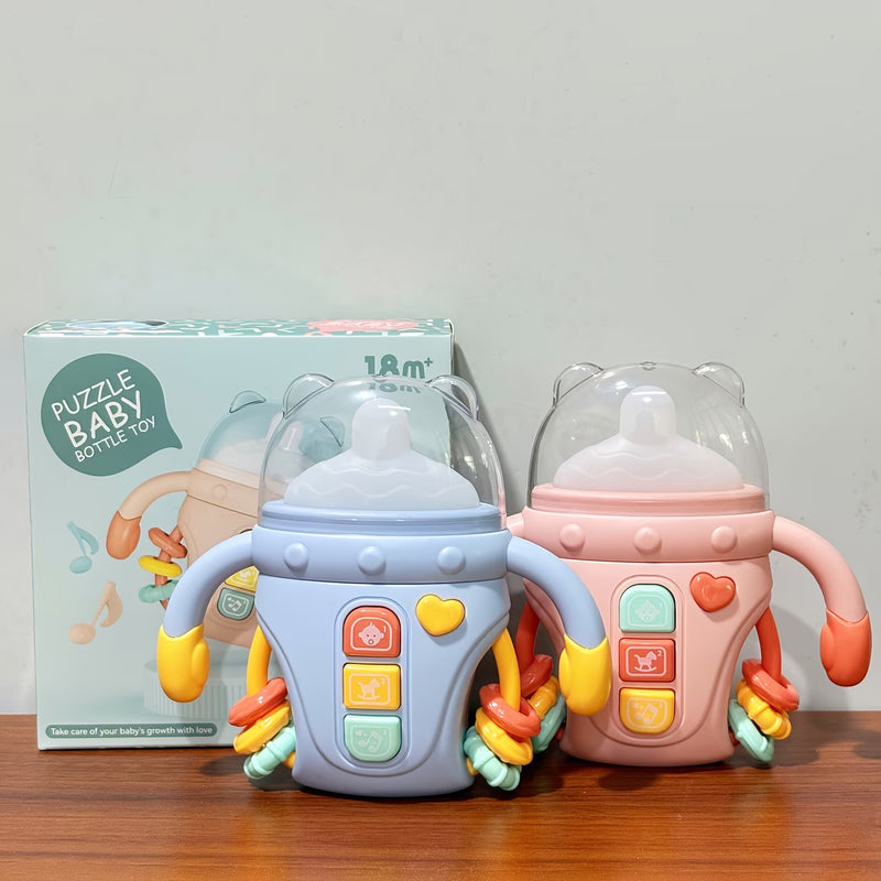 Multifunctional Baby Music Light-Up Bottle Toy 0-18m Early Education Educational Toy for Babies, Chewable Rattle, Grasping Training
