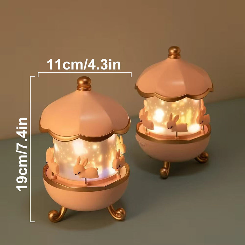Carousel Starry Sky Projector Lamp USB Rechargeable Dreamy Atmosphere Lamp Bedroom Bedside Romantic Night Light Children's Gift