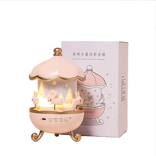 Carousel Starry Sky Projector Lamp USB Rechargeable Dreamy Atmosphere Lamp Bedroom Bedside Romantic Night Light Children's Gift