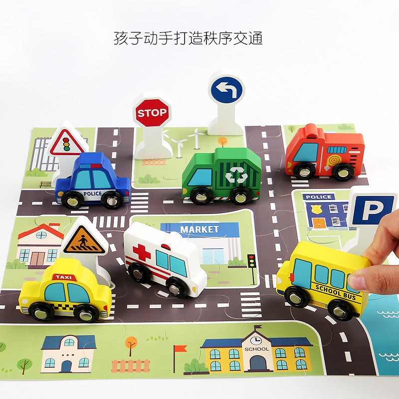 Baby Car Toy Inertia Back Car suit Children Cartoon Animal Building Blocks Boys Early Education Educational Gift